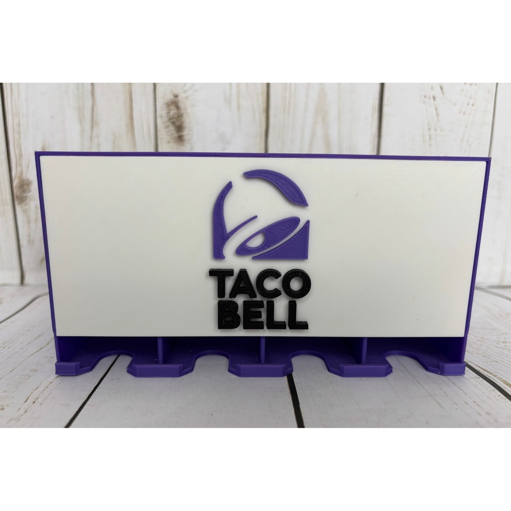 Taco Bell Sauce Packet Organizer Dispenser Holder 4-Slot Storage Purple White